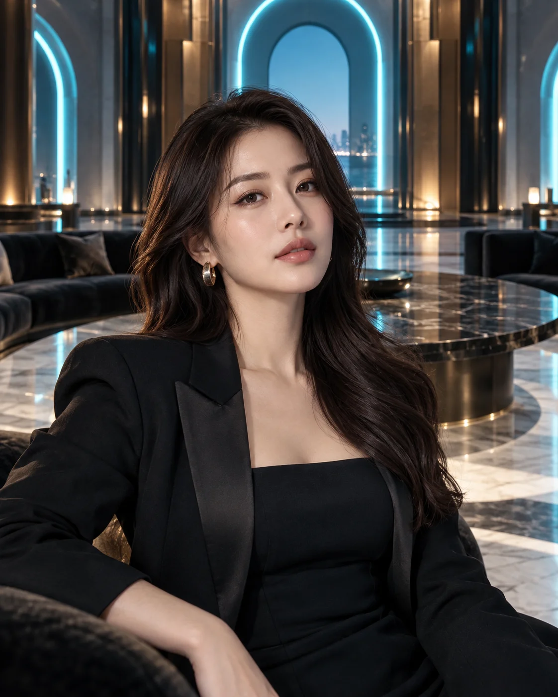 인천 네온 색감의 성인 모델 AI 패션 화보 — 실제 매장 직원 사진 아님