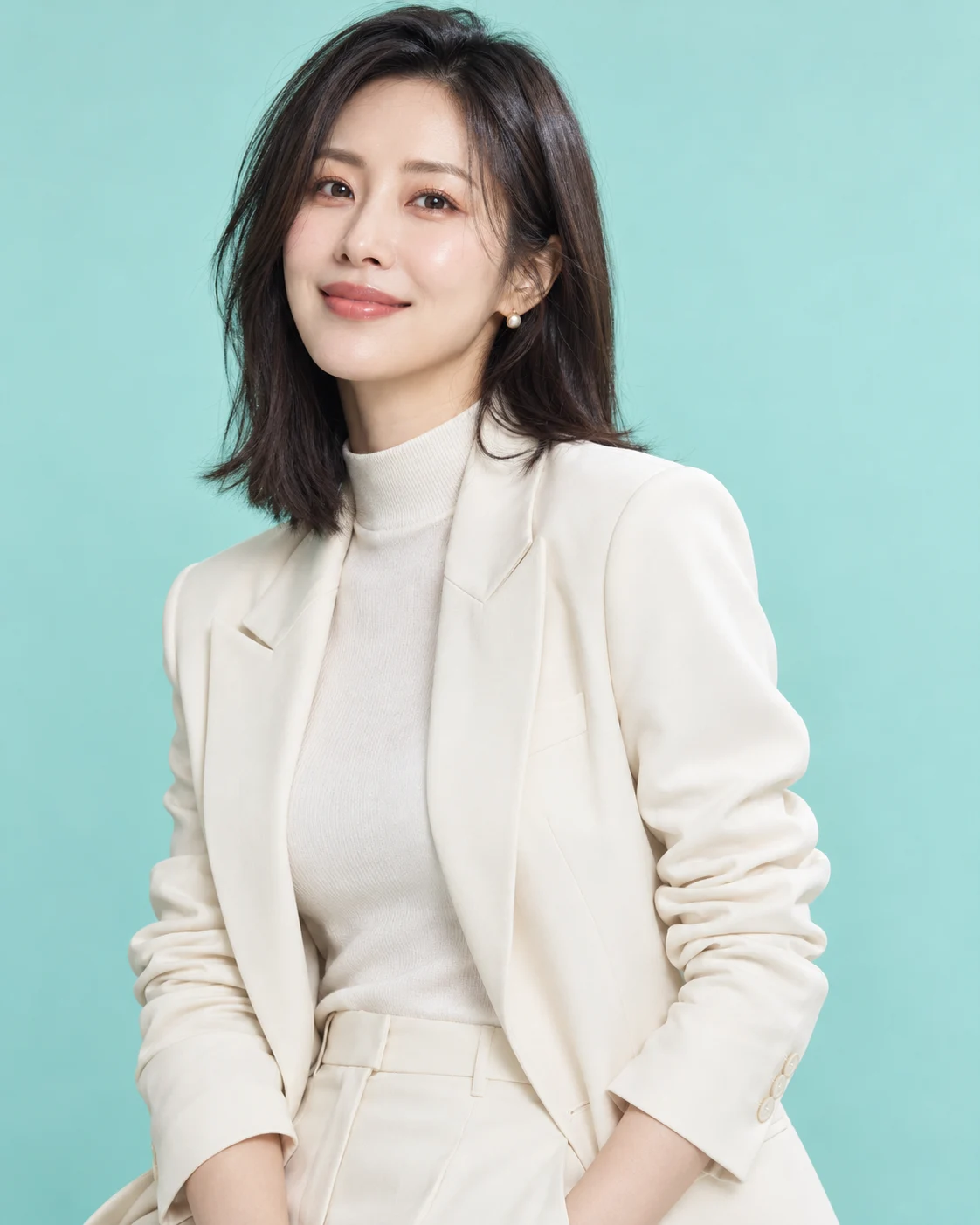 성인 모델의 AI 패션 화보 — 실제 직원 사진 아님